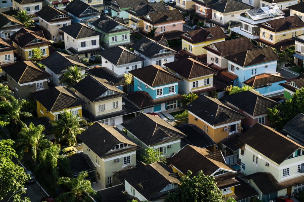 aerial view of homes in a neighborhood